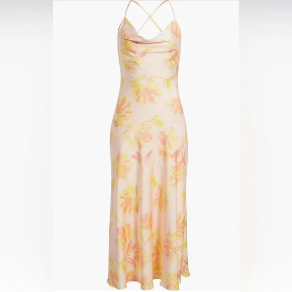 New! WAYF Nordstrom Lolita Cowl Neck Satin Gown Size Women’s medium - Picture 3 of 13